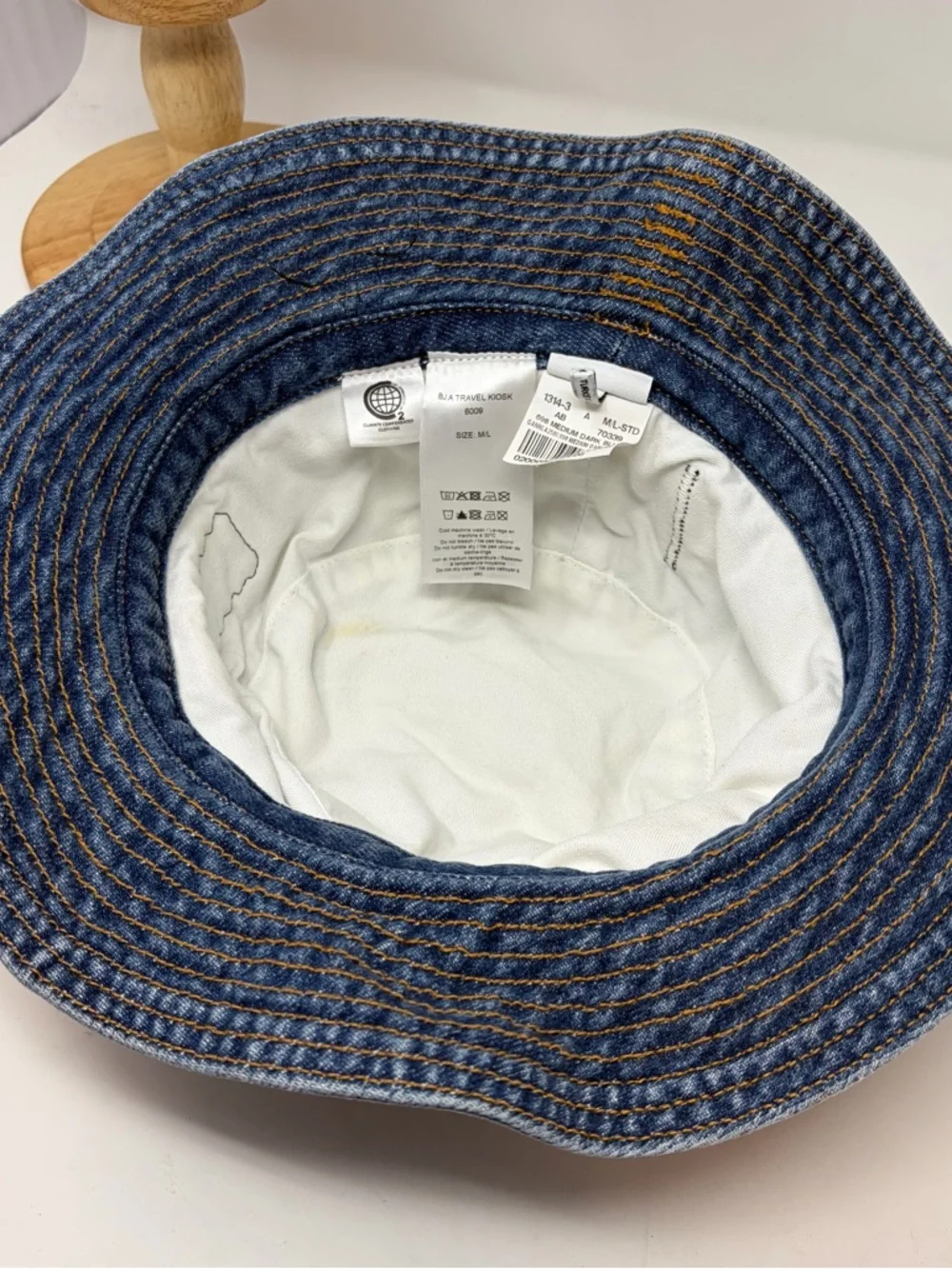 GANNI Denim‎ Bucket Hat Patch Logo New York Apple Blue